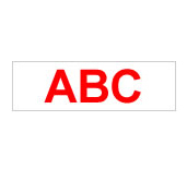 Fita não laminada, texto vermelho sobre fundo branco 