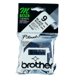 Fita M não Laminada de 9 mm - Branco/ Preto 