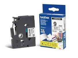 Fita Laminada de 9 mm - Branco/Preto para P-Touch 