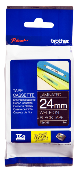 Fita laminada de Standard 24mm - Preto/Branco 