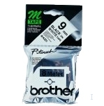 Fita M não Laminada de 9 mm - Branco/ Preto 