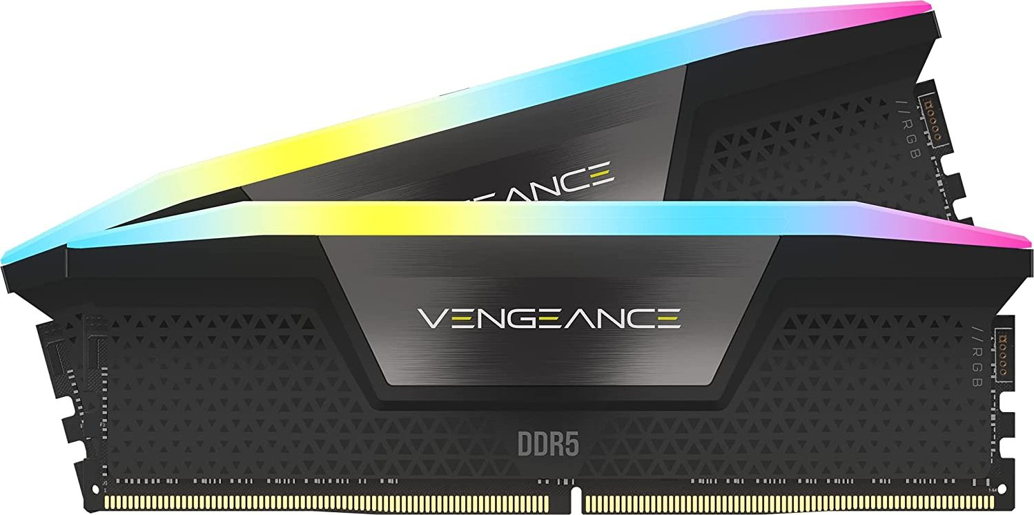 DDR5, 5200MHz 32GB 2x16GB DIMM, Unbuffered, 40-40-40-77, XMP 3.0, VENGEANCE RGB DDR5 Black Heatspreader, RGB LED, 1.25V 