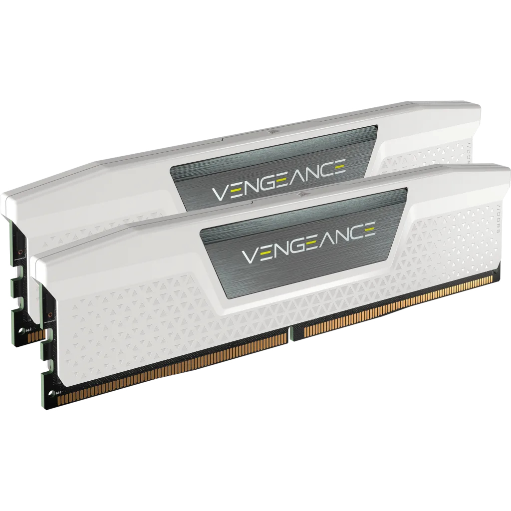 DDR5, 6000MT/s 32GB 2x16GB DIMM, Unbuffered, 36-36-36-76, Std PMIC, XMP 3.0, VENGEANCE DDR5 White Heatspreader, Black PCB, 1.35V 