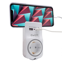 Carregador USB 2.4A (12W) com tomada Shuko, suport