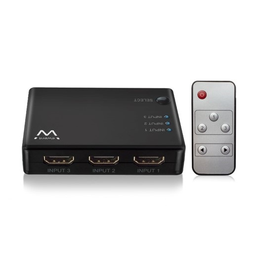 Switch HDMI 3 portas, 4K@30Hz, alimentação USB, comando incluido 