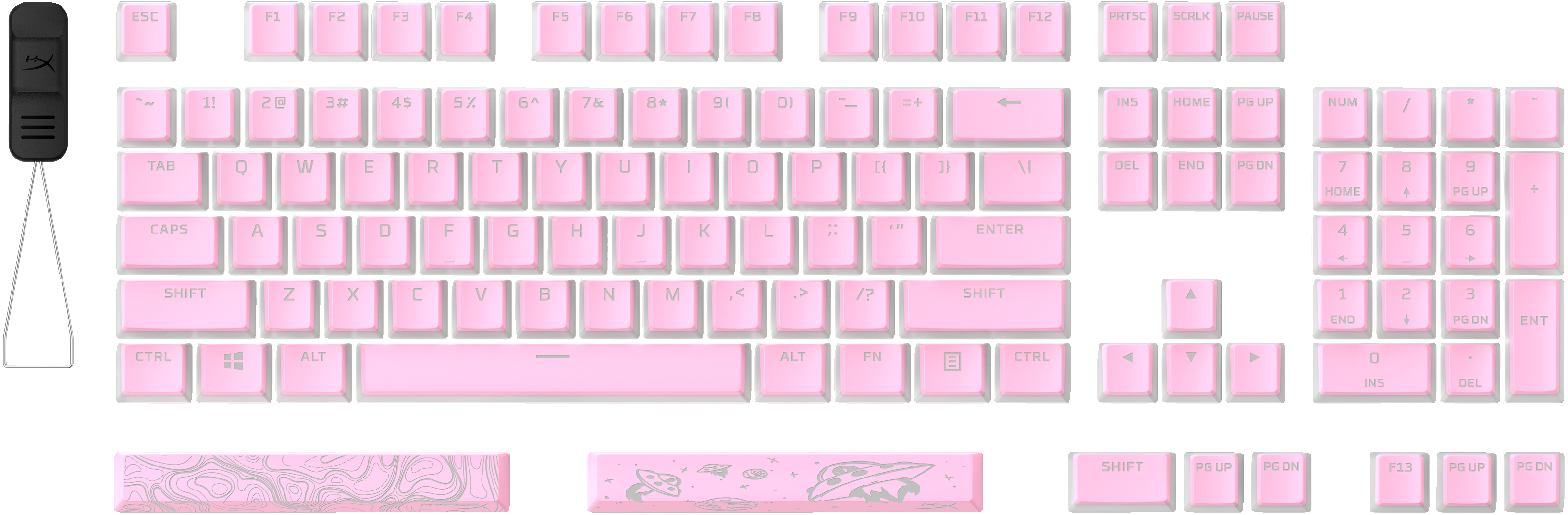 HyperX Teclas Pudding - Conjunto completo de teclas PBT - Rosa (layout EUA) 