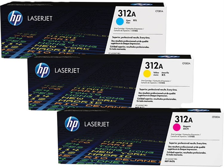 HP 312A 3-pack CYM Original LaserJet Toner Cartridges (CF440AM) 