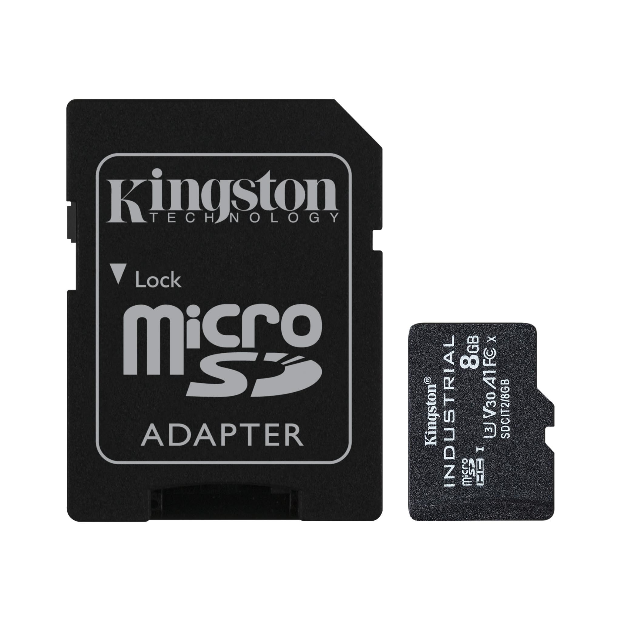 Micro SDHC 8GB Industrial C10 A1 pSLC Card + SD Adapter 